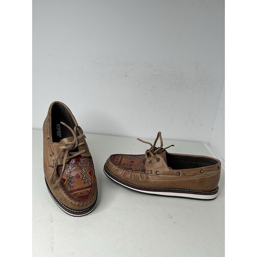 Roper Tan Leather New Pocahontas Slip On Sz 9.5